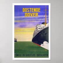 Oostende Dover Belgium UK Ship Vintage Travel Posters