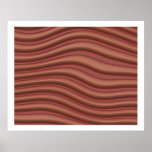 Op Art 3D Wavy Lines Red and Light Brown posters