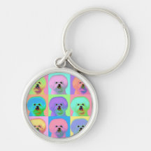 Op Art - Bichon Frise Key Chain