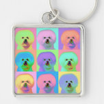 Op Art - Bichon Frise Key Chains