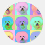 Op Art - Bichon Frise Round Sticker