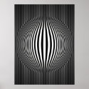 Op Art Bulging Vertical Stripes Black and White 2 posters