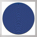Op Art Concentric Circles Blue Over Black posters