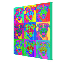 Op Art Pitbull Stretched Canvas Print