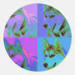 Op Art - Siberian Husky Round Stickers