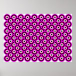 Op Art Thousand Eyes Purple White Black with Strok posters
