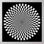 Op Art Wheel - Black and White on Black