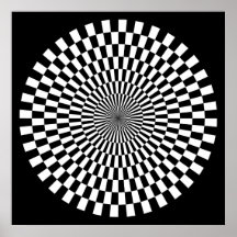 Op Art Wheel - Black and White on Black Posters