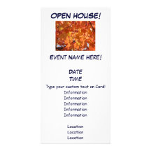 Open House! Event invitations Orange Autumn Leaves Photo Greeting Card