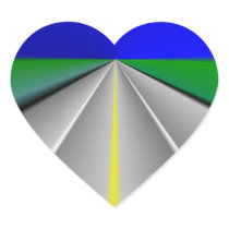 Open road/Highway background Heart Stickers