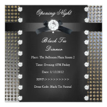 Opening Night Black Tie Formal Black Silver Custom Announcement