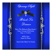 Opening Night Black Tie Formal Blue Silver Personalized Invite