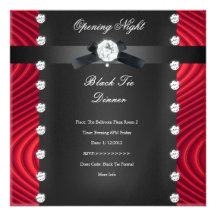 Opening Night Black Tie Formal Red Black Silver Custom Invite