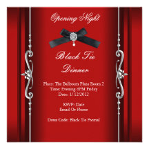 Opening Night Black Tie Formal Red Silver Announcements