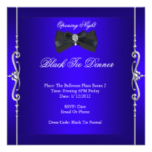 Opening Night Black Tie Formal Royal Blue Personalized Announcement