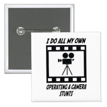 Operating a Camera Stunts Pinback Button