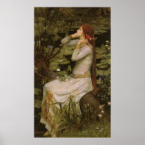 Ophelia (By the Pond) by John William Waterhouse Poster