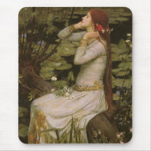 Ophelia (By the Pond) JW Waterhouse, Victorian Art Mouse Pads
