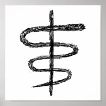 Ophiuchus. Astrological Zodiac Sign. Black. Posters