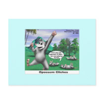 OPossums Playing Dead Cartoon Funny Postcards
