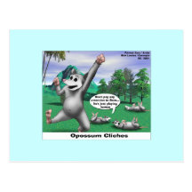 OPossums Playing Dead Cartoon Funny Postcards