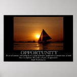 Opportunity Sunset Sailboat Motivational Poster posters