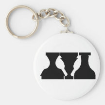 Optical illusion with birds and urns keychain