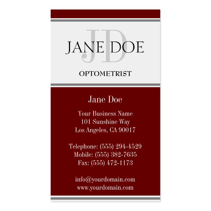 Optometrist Chart Red Rose Business Card Templates