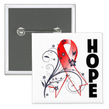 Oral Cancer Floral Hope Ribbon Buttons