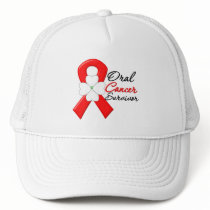 Oral Cancer Survivor Flower Ribbon Mesh Hat