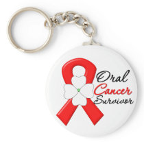 Oral Cancer Survivor Flower Ribbon Key Chains