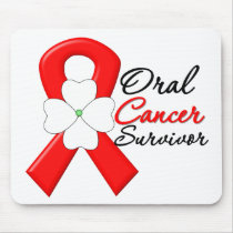Oral Cancer Survivor Flower Ribbon Mouse Pad