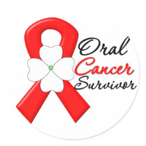 Oral Cancer Survivor Flower Ribbon Sticker