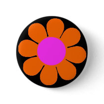 Orange 60's Flower Power Pin