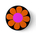 Orange 60's Flower Power Pin buttons