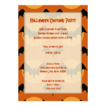 Orange and Black Bats Halloween Invitation