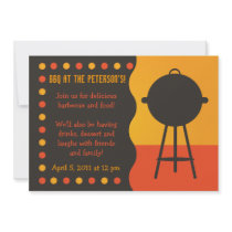 Orange and Black Grill BBQ  Invitation