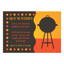 Orange and Black Grill BBQ  Invitation