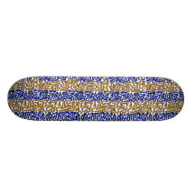 Orange and blue string doodle design custom skate board