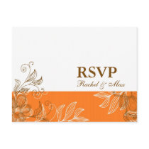 Orange and Brown Floral RSVP Postcard