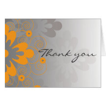 Orange and Grey Thank You Card
