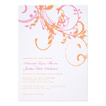 Orange and Pink Double Floral Wedding Invitation