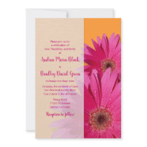 Orange and Pink Gerbera Daisy Wedding Invitation