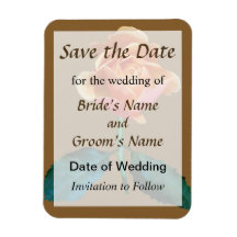 Orange and Pink Rose Save the Date Rectangular Magnet