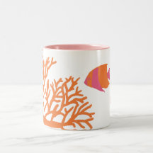Orange and Pink Tropical Angelfish Mugs