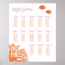 Orange and Pink Tropical Fish Seating Chart Print