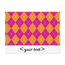 Orange and Purple Argyle Pattern Post Cards