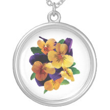 Orange and Purple Pansies Custom Necklace