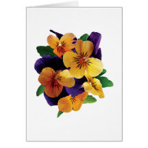 Orange and Purple Pansies Greeting Cards