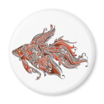 Orange and Rust Swirly Fantail Goldfish Fridge Magnets